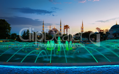 Blue Mosque at evening in Istanbul