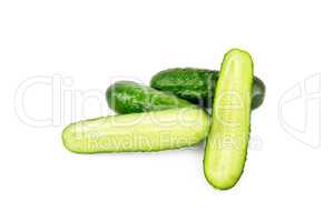 Ripe green cucumbers isolated on white background.