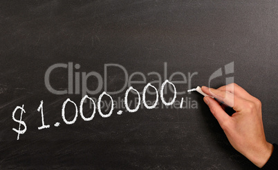 Writing on a blackboard one million dollar