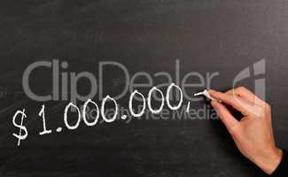 Writing on a blackboard one million dollar