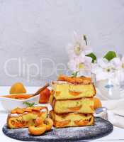 Square pieces of pie with apricot