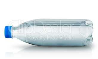 Plastic bottle with water horizontally