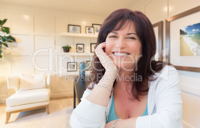 Attractive Middle Aged Woman Portrait Inside Her Home Office