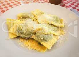 A typical recipe of Italian cuisine: emilian tortelli stuffed with spinach and ricotta