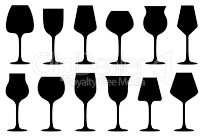 Set of different wine glasses