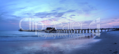 Pink and purple sunset over the Naples Pier