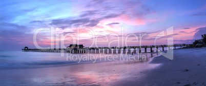 Pink and purple sunset over the Naples Pier