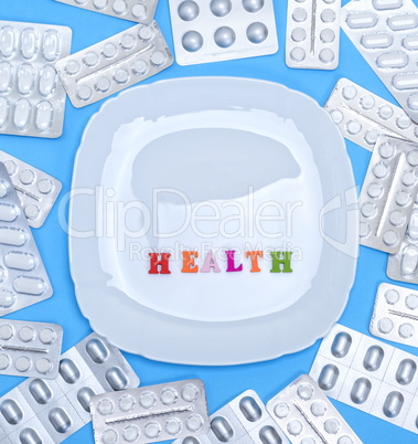 square white ceramic plate and health inscription