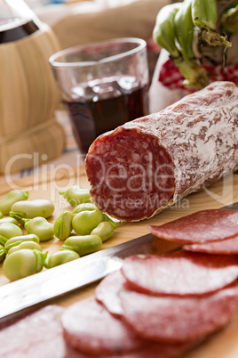 Close up of Italian salami