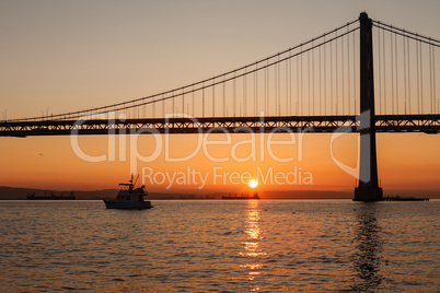 Oakland Bay Bridge during the sunrise, San Francisco, California