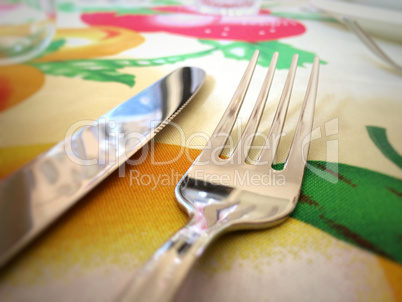 close-up of a knife and a fork