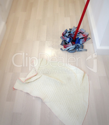 cleaning the floor with a mop