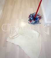 cleaning the floor with a mop