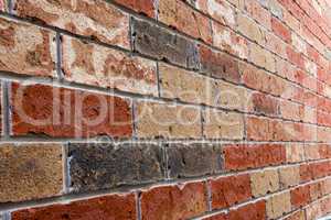 Wall lined with red brick