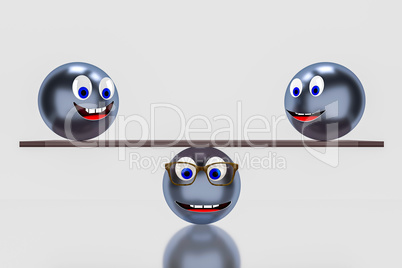 Balls with face balancing on the board