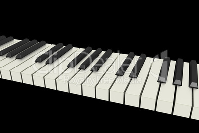 Levitating piano keys, 3D illustration