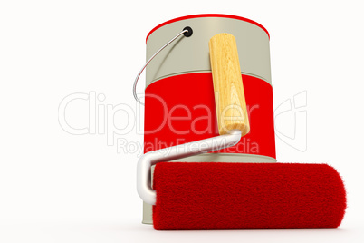 Paint roller with paint bucket