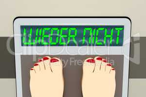 Weight scale with feet, 3d illustration, WIEDER NICHT