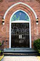 Entrance door with stained glass