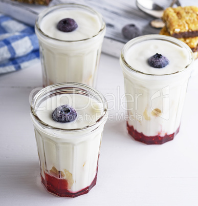 glasses with homemade yogurt and raspberry syrup
