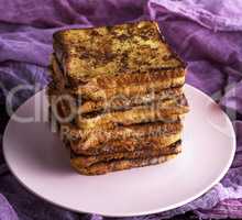Fried square pieces of white wheat flour