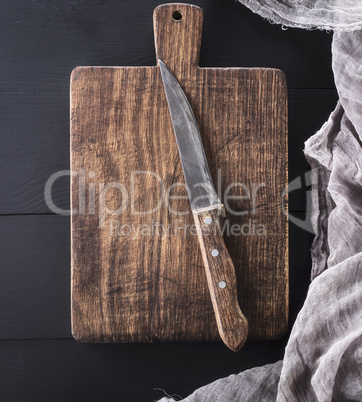cutting board with handle and kitchen knife
