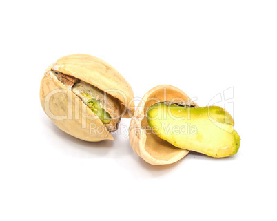 Salted pistachio isolated on white