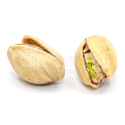 Salted pistachio isolated on white