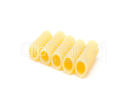 Raw fresh penne isolated on white