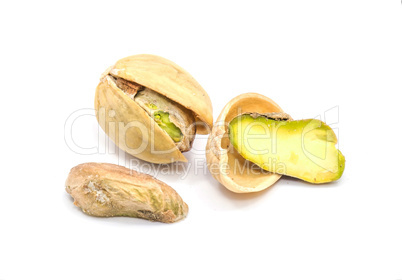 Salted pistachio isolated on white