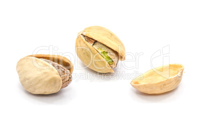 Salted pistachio isolated on white