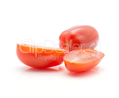 Red cherry tomatoes (bobulienka variety) isolated on white