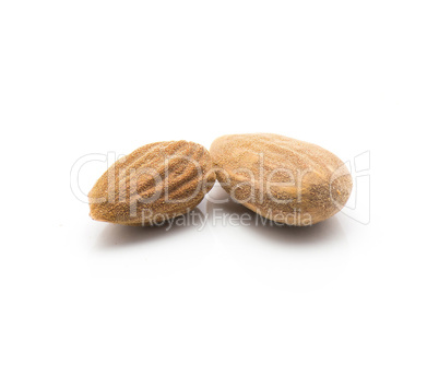 Raw almonds isolated on white