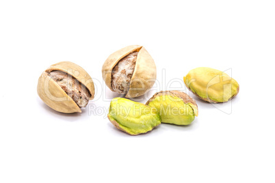 Salted pistachio isolated on white