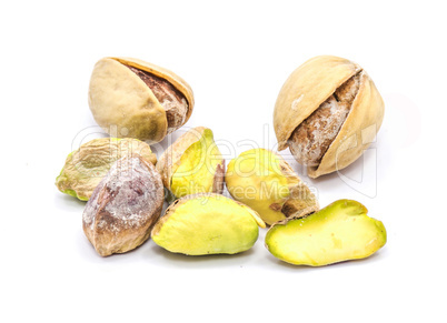 Salted pistachio isolated on white