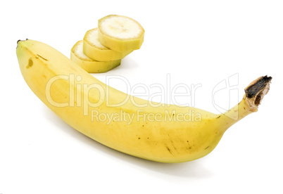 Yellow banana isolated on white