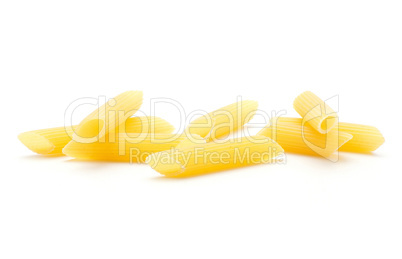 Raw fresh penne isolated on white