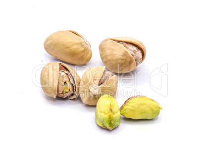 Salted pistachio isolated on white