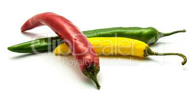 Fresh mixed chilli pepper isolated