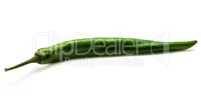 Green chilli pepper isolated on white