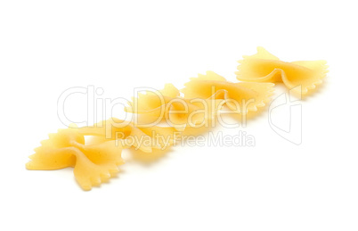 Raw fresh farfalle isolated on white