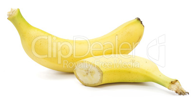 Yellow banana isolated on white