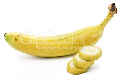 Yellow banana isolated on white