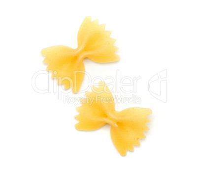 Raw fresh farfalle isolated on white