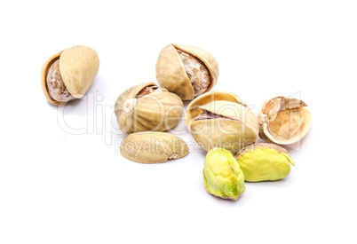 Salted pistachio isolated on white