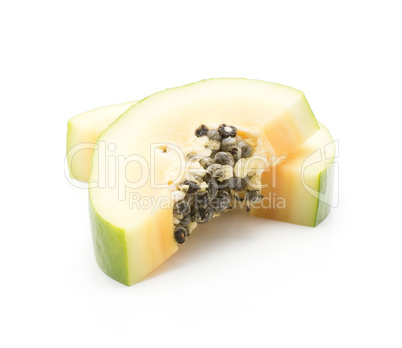 Fresh raw papaya isolated on white