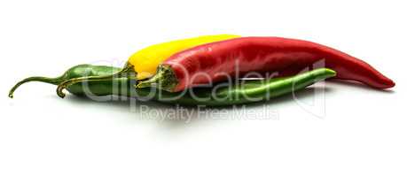 Fresh mixed chilli pepper isolated