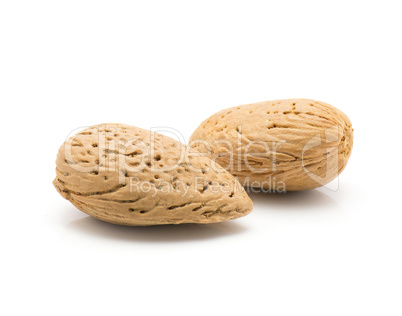 Raw almonds isolated on white