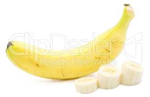 Yellow banana isolated on white