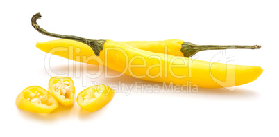 Fresh sliced chilli pepper isolated on white